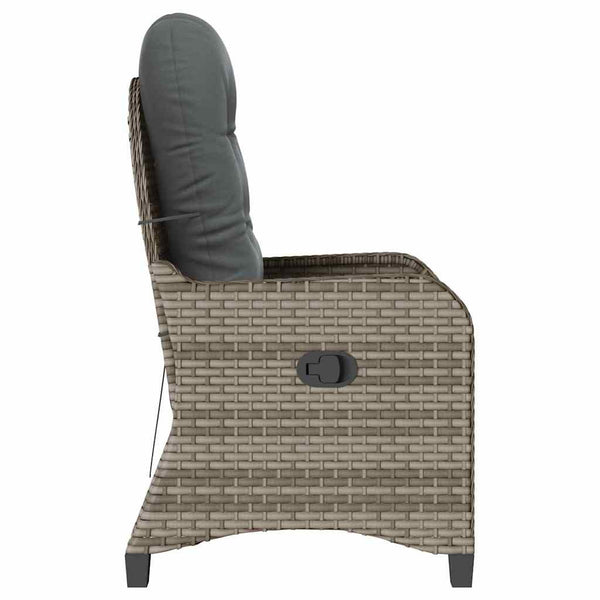 vidaXL Sun Lounger with Cushion Grey 56 x 66 x 95 cm Poly Rattan