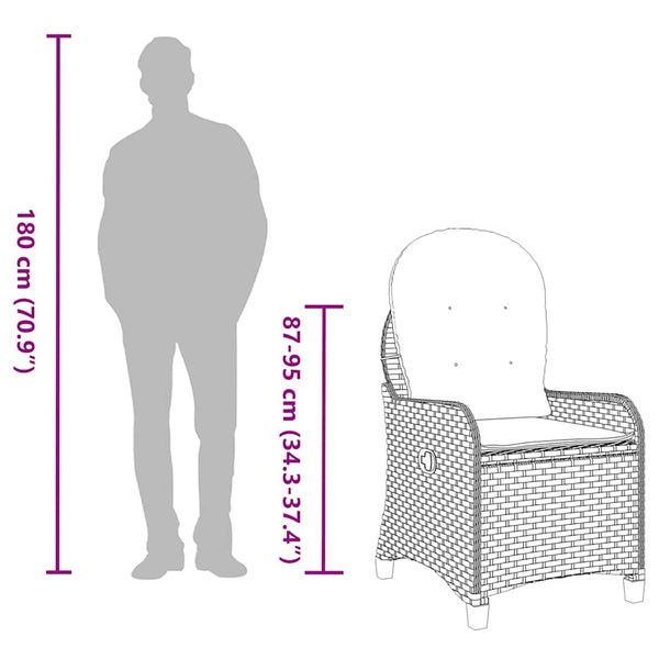 vidaXL Sun Lounger with Cushion Grey 56 x 66 x 95 cm Poly Rattan