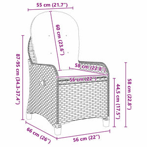vidaXL Sun Lounger with Cushion Grey 56 x 66 x 95 cm Poly Rattan