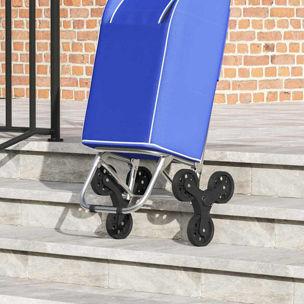 vidaXL Shopping Trolley Blue 39.5 x 33 x 93 cm Oxford Fabric