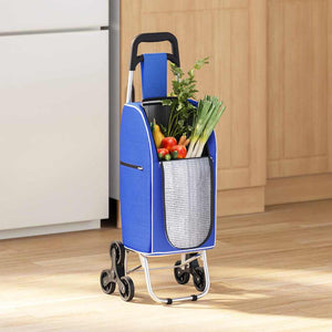 vidaXL Shopping Trolley Blue 39.5 x 33 x 93 cm Oxford Fabric