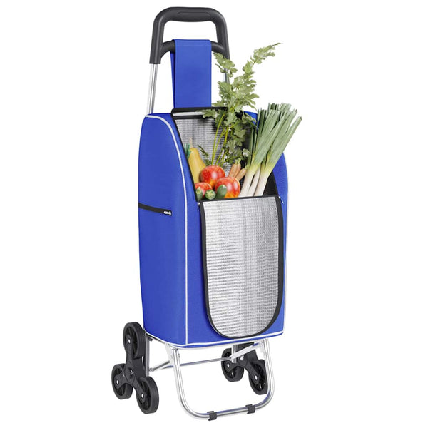 vidaXL Shopping Trolley Blue 39.5 x 33 x 93 cm Oxford Fabric