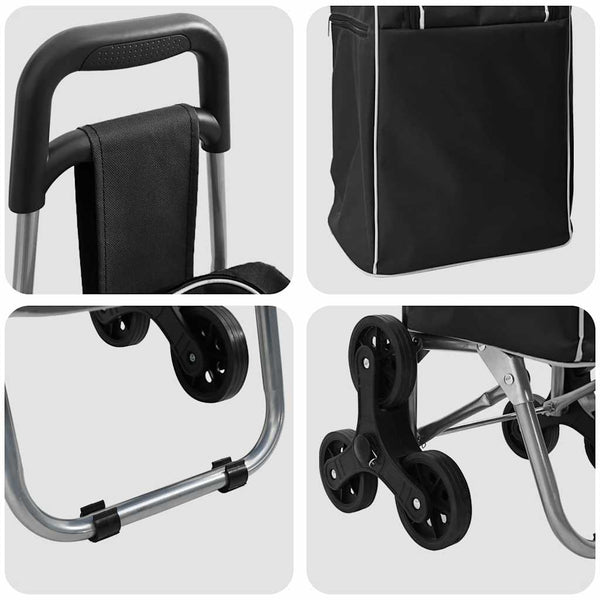 vidaXL Shopping Trolley Black 39.5 x 33 x 93 cm Oxford Fabric