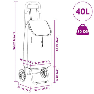 vidaXL Shopping Trolley Black 35 x 28 x 92 cm Oxford Fabric