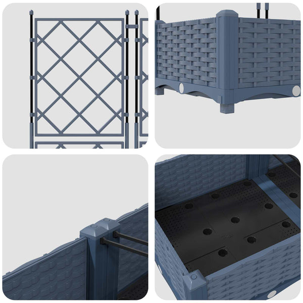 vidaXL Garden Planters 2 pcs Grey 80 x 40 x 125.5 cm Plastic