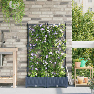 vidaXL Garden Planters 2 pcs Grey 80 x 40 x 125.5 cm Plastic