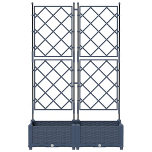 vidaXL Garden Planters 2 pcs Grey 80 x 40 x 125.5 cm Plastic