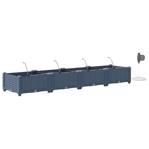 vidaXL Garden Planter 4 pcs Grey 160 x 40 x 22 cm Plastic