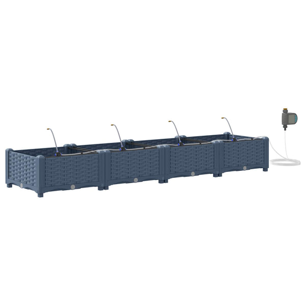 vidaXL Garden Planter 4 pcs Grey 160 x 40 x 22 cm Plastic