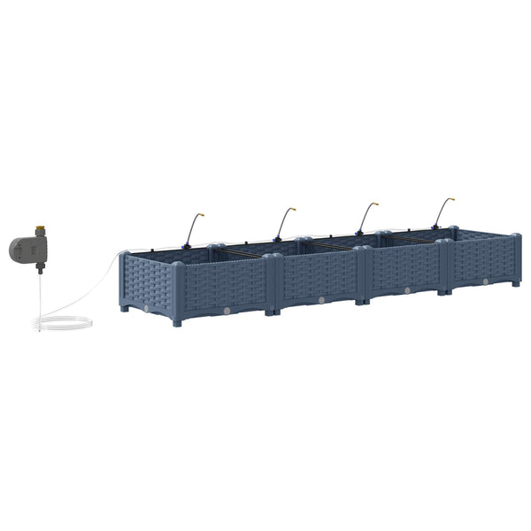 vidaXL Garden Planter 4 pcs Grey 160 x 40 x 22 cm Plastic