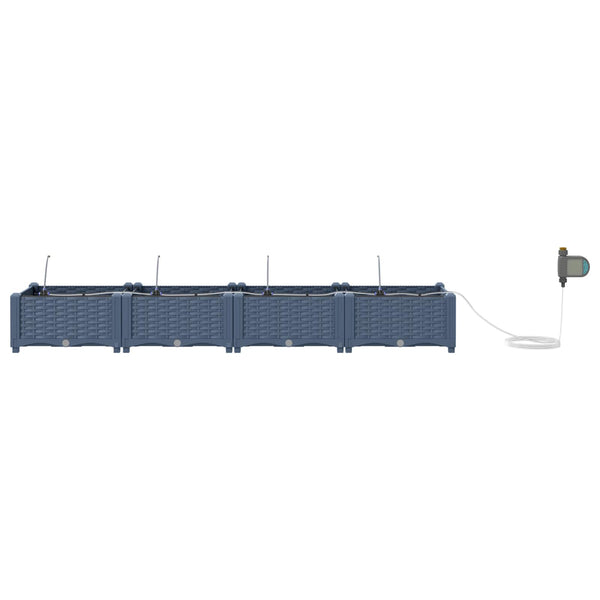 vidaXL Garden Planter 4 pcs Grey 160 x 40 x 22 cm Plastic
