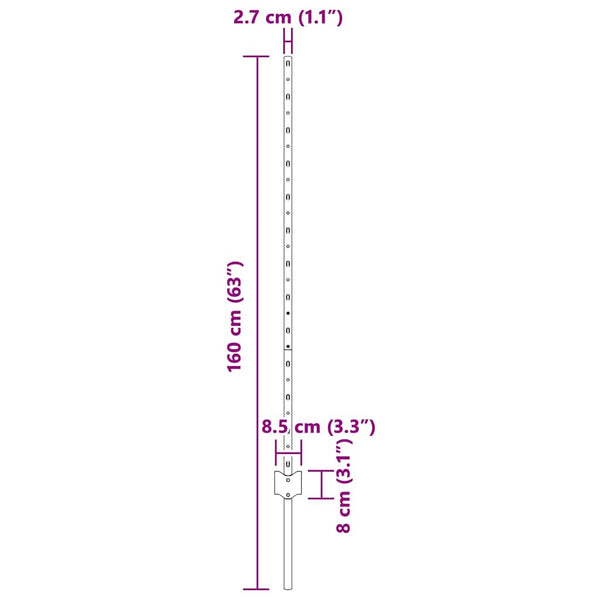 vidaXL Fence Posts 5 pcs Silver 120 cm Steel