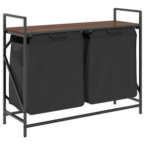 vidaXL Laundry Basket 2 Compartments with Shelf Brown Oak Look