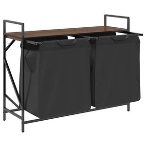 vidaXL Laundry Basket 2 Compartments with Shelf Brown Oak Look