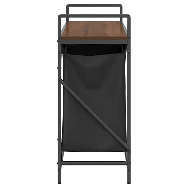 vidaXL Laundry Basket 2 Compartments with Shelf Brown Oak Look