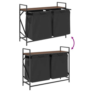 vidaXL Laundry Basket 2 Compartments with Shelf Brown Oak Look