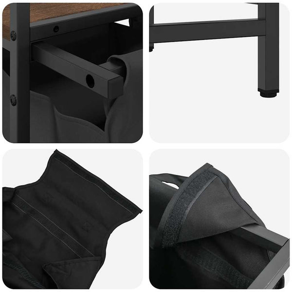 vidaXL Laundry Basket 2 Compartments with Shelf Brown Oak Look