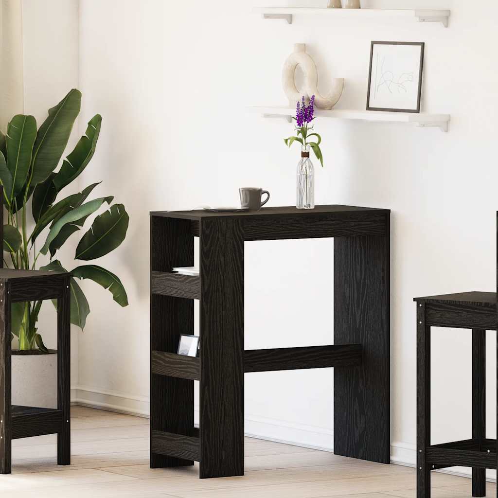 Bartisch mit Regal, Schwarz Eichen-Optik