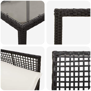 vidaXL Garden Dining Set 3 pcs Black Poly Rattan