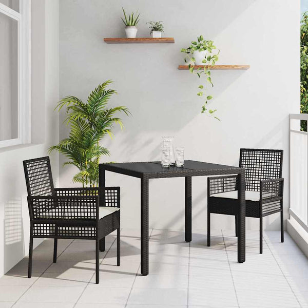 vidaXL Garden Dining Set 3 pcs Black Poly Rattan