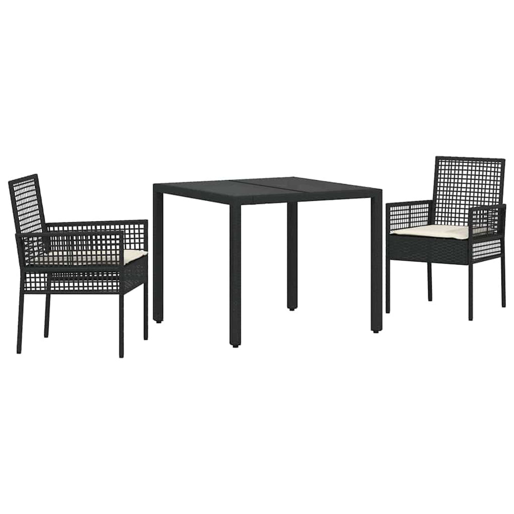vidaXL Garden Dining Set 3 pcs Black Poly Rattan