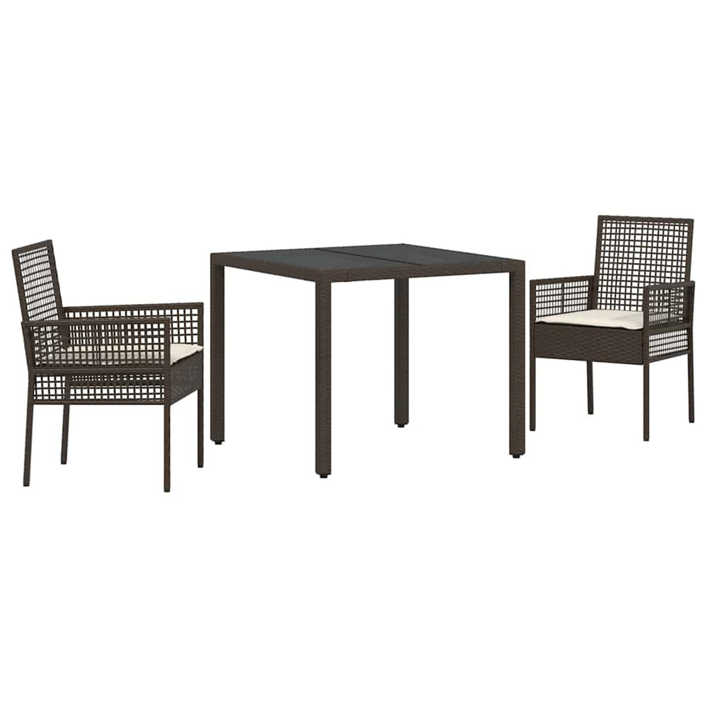 vidaXL Garden Dining Set 3 pcs Brown Poly Rattan