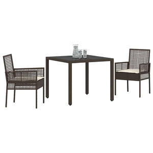 vidaXL Garden Dining Set 3 pcs Brown Poly Rattan