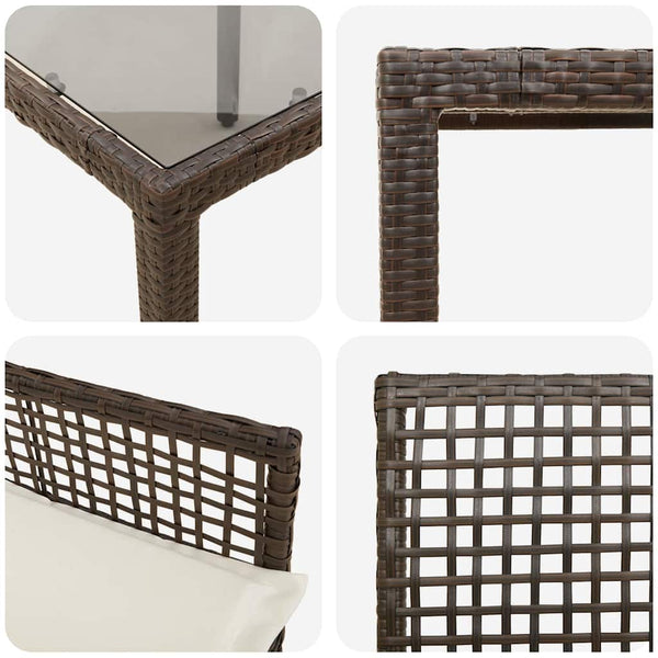 vidaXL Garden Dining Set 9 pcs Brown Poly Rattan