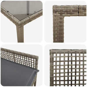 vidaXL Garden Dining Set 3 pcs Grey Poly Rattan