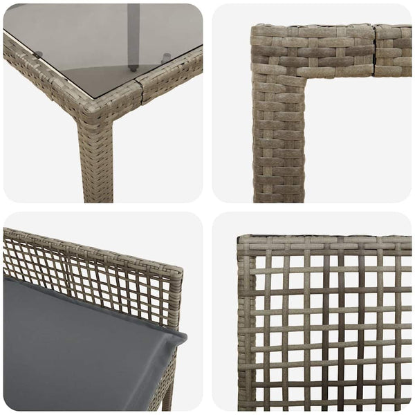 vidaXL Garden Dining Set 3 pcs Grey Poly Rattan