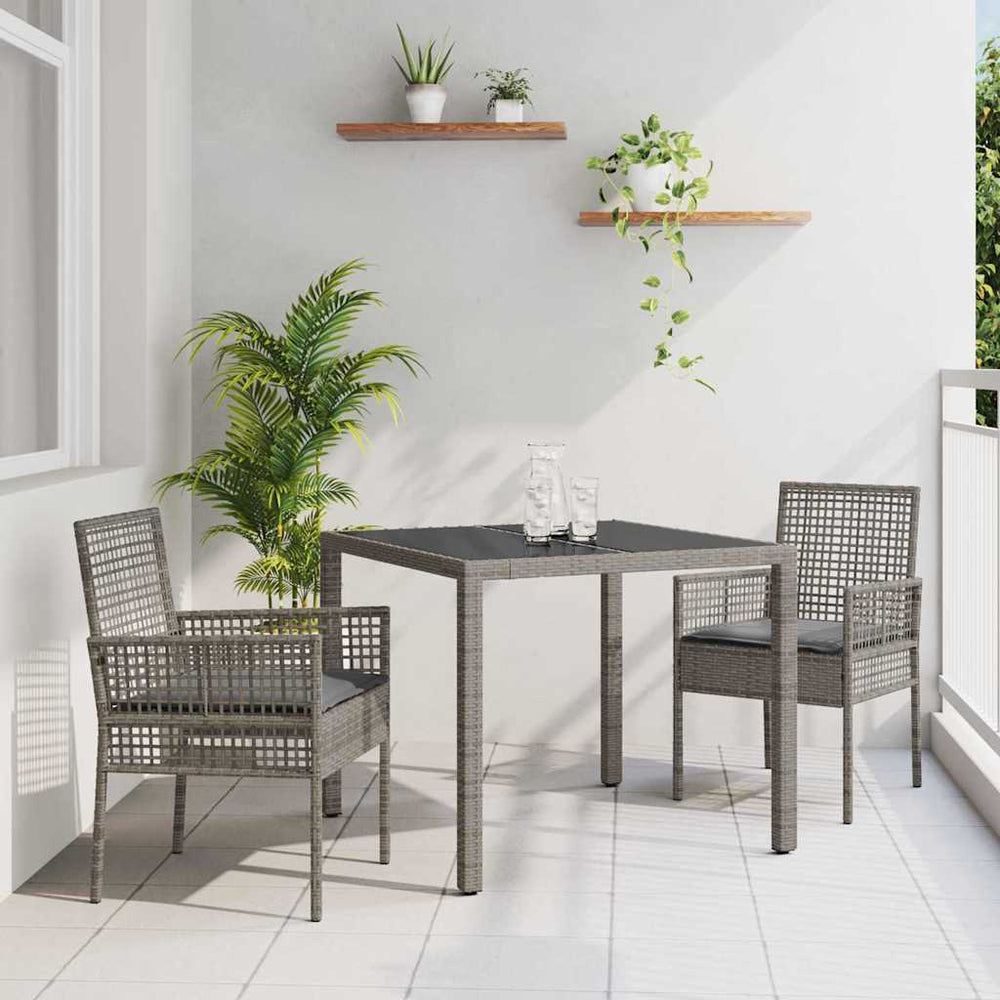 vidaXL Garden Dining Set 3 pcs Grey Poly Rattan