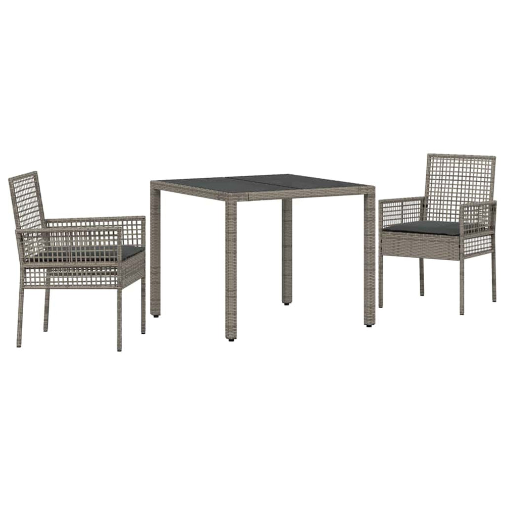 vidaXL Garden Dining Set 3 pcs Grey Poly Rattan