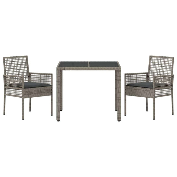 vidaXL Garden Dining Set 3 pcs Grey Poly Rattan