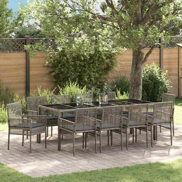 vidaXL Outdoor Dining Set 11 Pieces Grey Poly Rattan