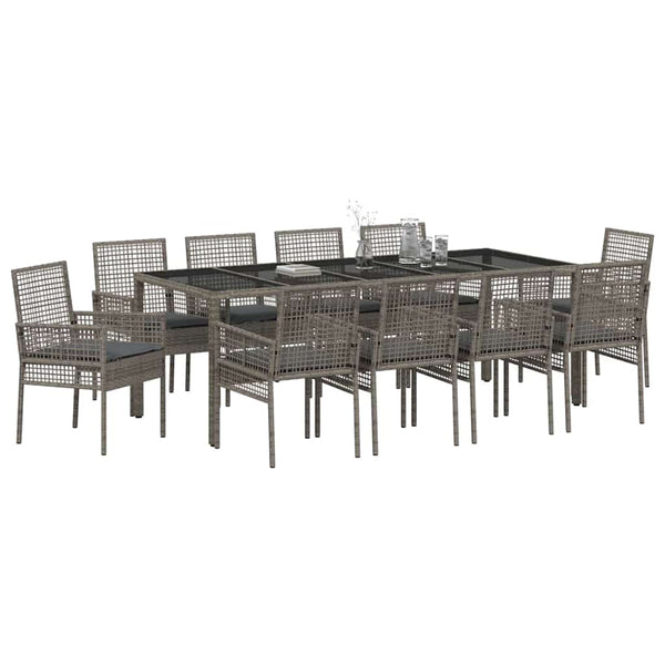 vidaXL Outdoor Dining Set 11 Pieces Grey Poly Rattan