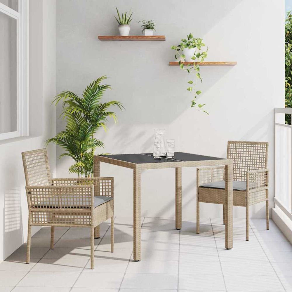 vidaXL Garden Dining Set 3 pcs Beige Poly Rattan