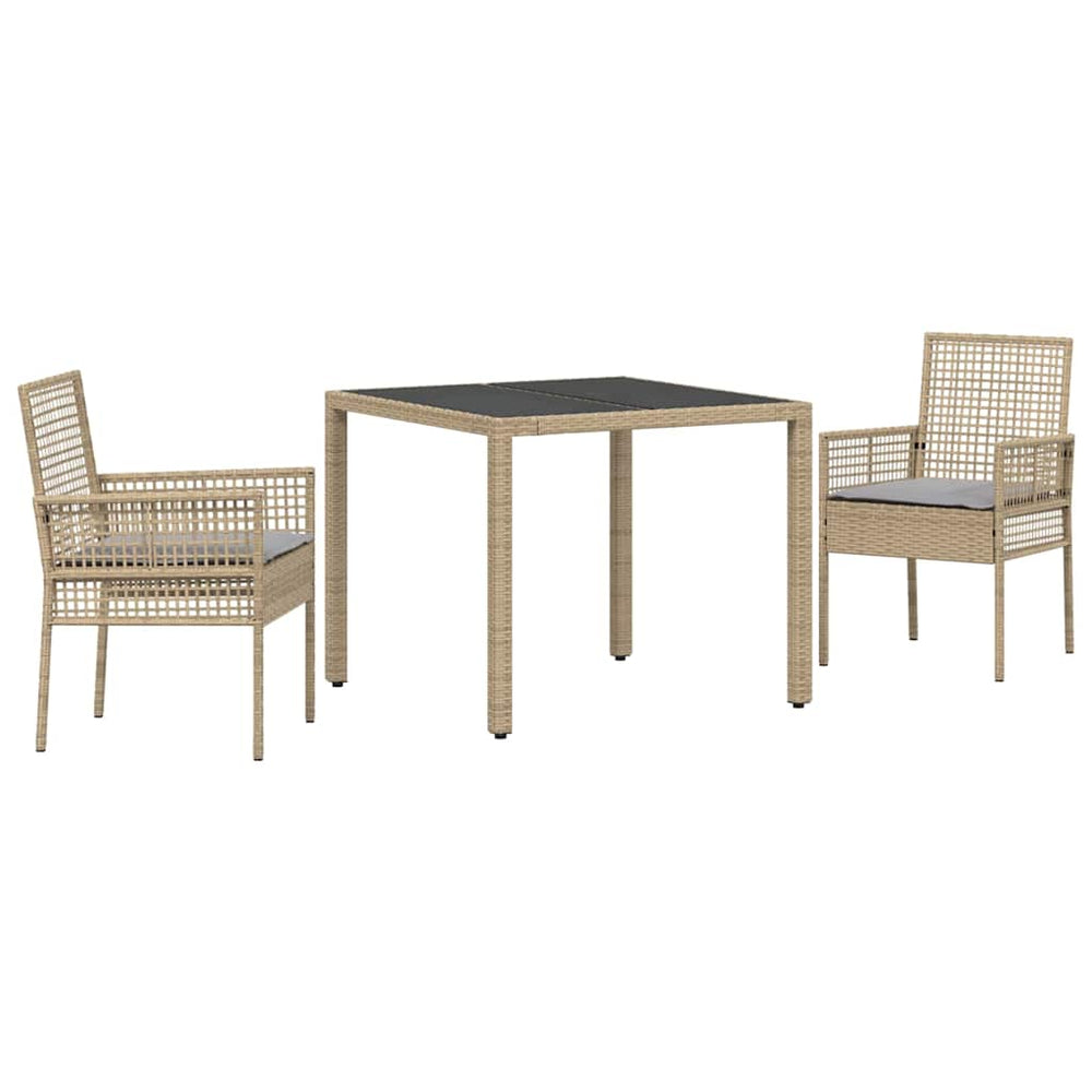 vidaXL Garden Dining Set 3 pcs Beige Poly Rattan