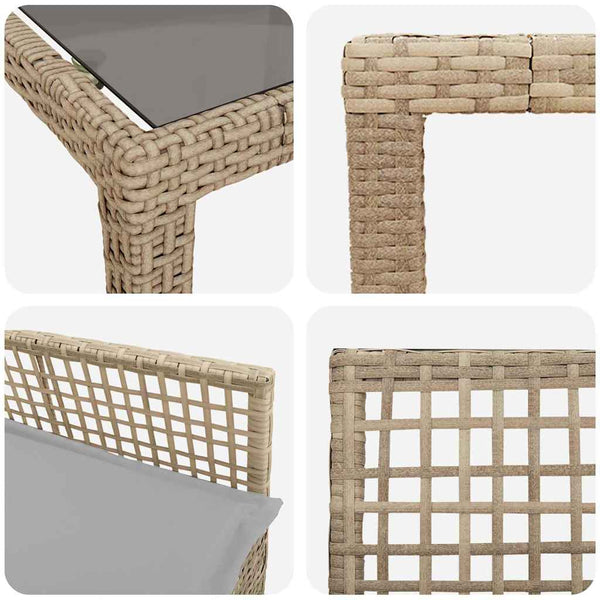 vidaXL Garden Dining Set 11 pcs Beige Poly Rattan