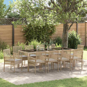 vidaXL Garden Dining Set 11 pcs Beige Poly Rattan