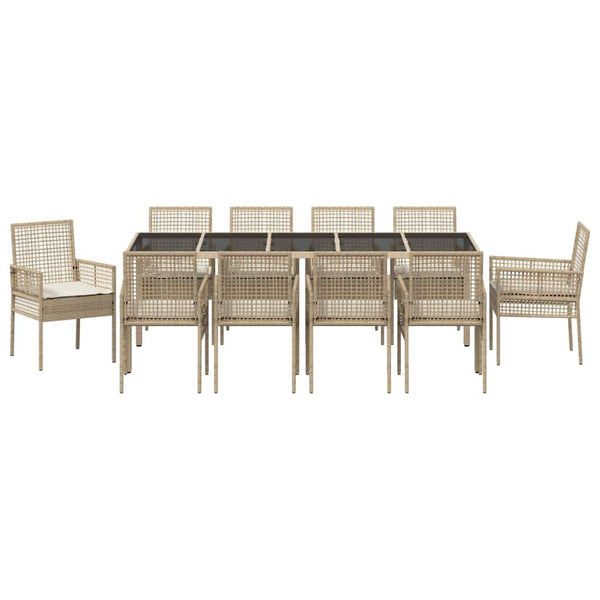 vidaXL Garden Dining Set 11 pcs Beige Poly Rattan
