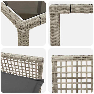 vidaXL Garden Dining Set 3 pcs Light Grey Poly Rattan