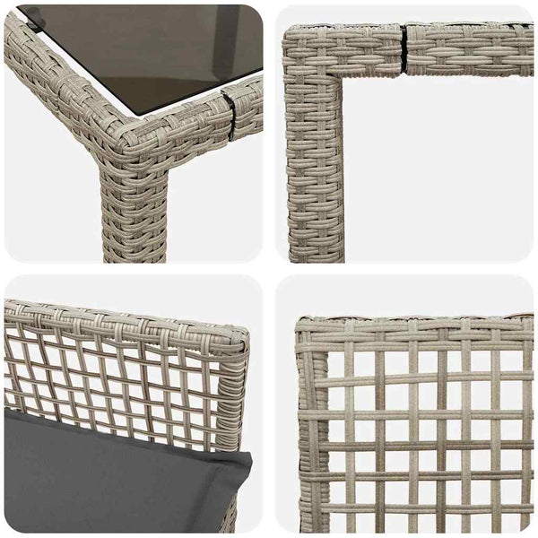 vidaXL Garden Dining Set 3 pcs Light Grey Poly Rattan