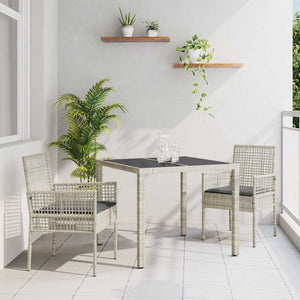 vidaXL Garden Dining Set 3 pcs Light Grey Poly Rattan