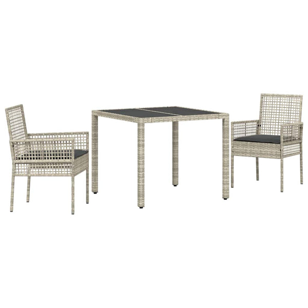 vidaXL Garden Dining Set 3 pcs Light Grey Poly Rattan
