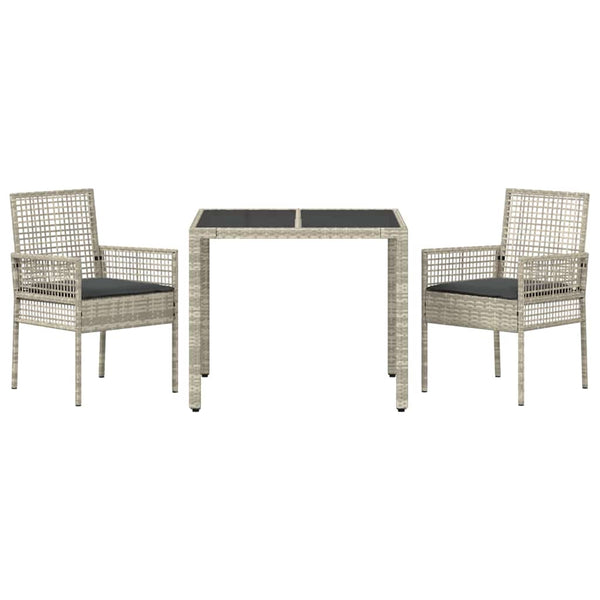 vidaXL Garden Dining Set 3 pcs Light Grey Poly Rattan