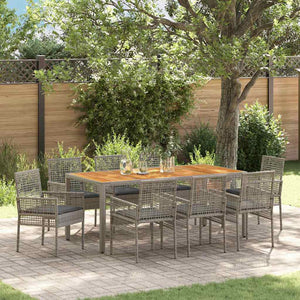 vidaXL Garden Dining Set 9 pcs Grey Poly Rattan