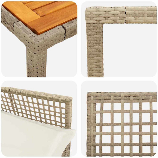 vidaXL Garden Dining Set 7 pcs Beige Poly Rattan