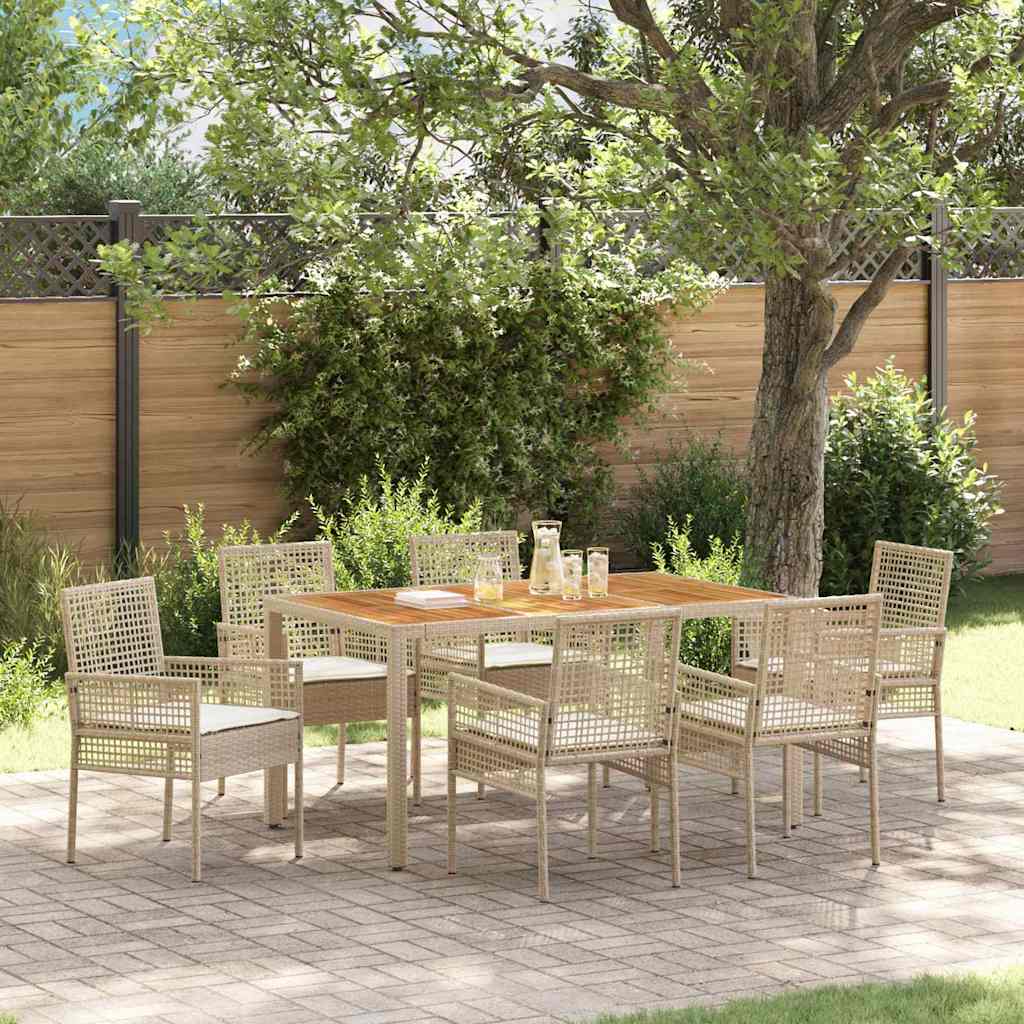 vidaXL Garden Dining Set 7 pcs Beige Poly Rattan