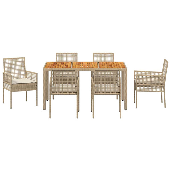 vidaXL Garden Dining Set 7 pcs Beige Poly Rattan