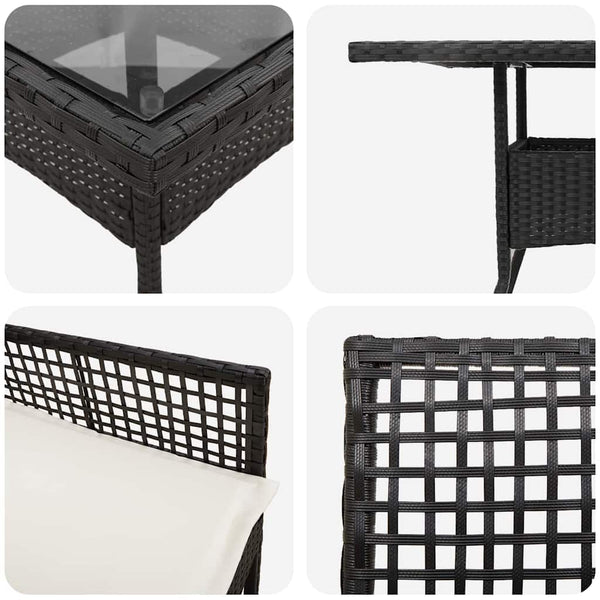 vidaXL 5-Piece Garden Dining Set Black Poly Rattan